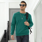 Men's  Basic Pullover Crewneck Sweater Fleece Lined Sweatshirt