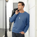 Men's  Basic Pullover Crewneck Sweater Fleece Lined Sweatshirt