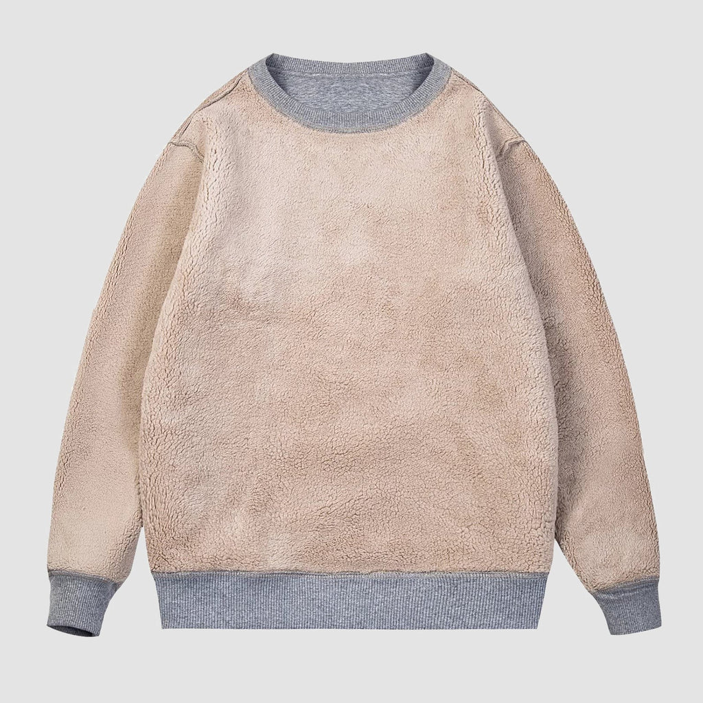 Men's  Basic Pullover Crewneck Sweater Fleece Lined Sweatshirt
