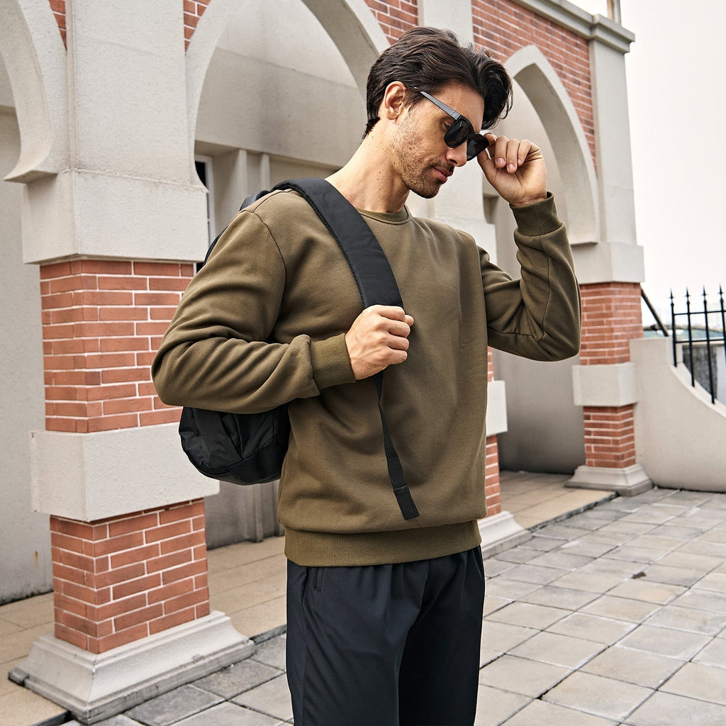 Men's  Basic Pullover Crewneck Sweater Fleece Lined Sweatshirt