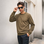 Men's  Basic Pullover Crewneck Sweater Fleece Lined Sweatshirt