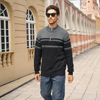 Men's Half Zipper Pullover Sweater Slim Fit Knitted Sweatshirt