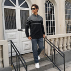 Men's Half Zipper Pullover Sweater Slim Fit Knitted Sweatshirt