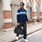 Men's Half Zipper Pullover Sweater Slim Fit Knitted Sweatshirt